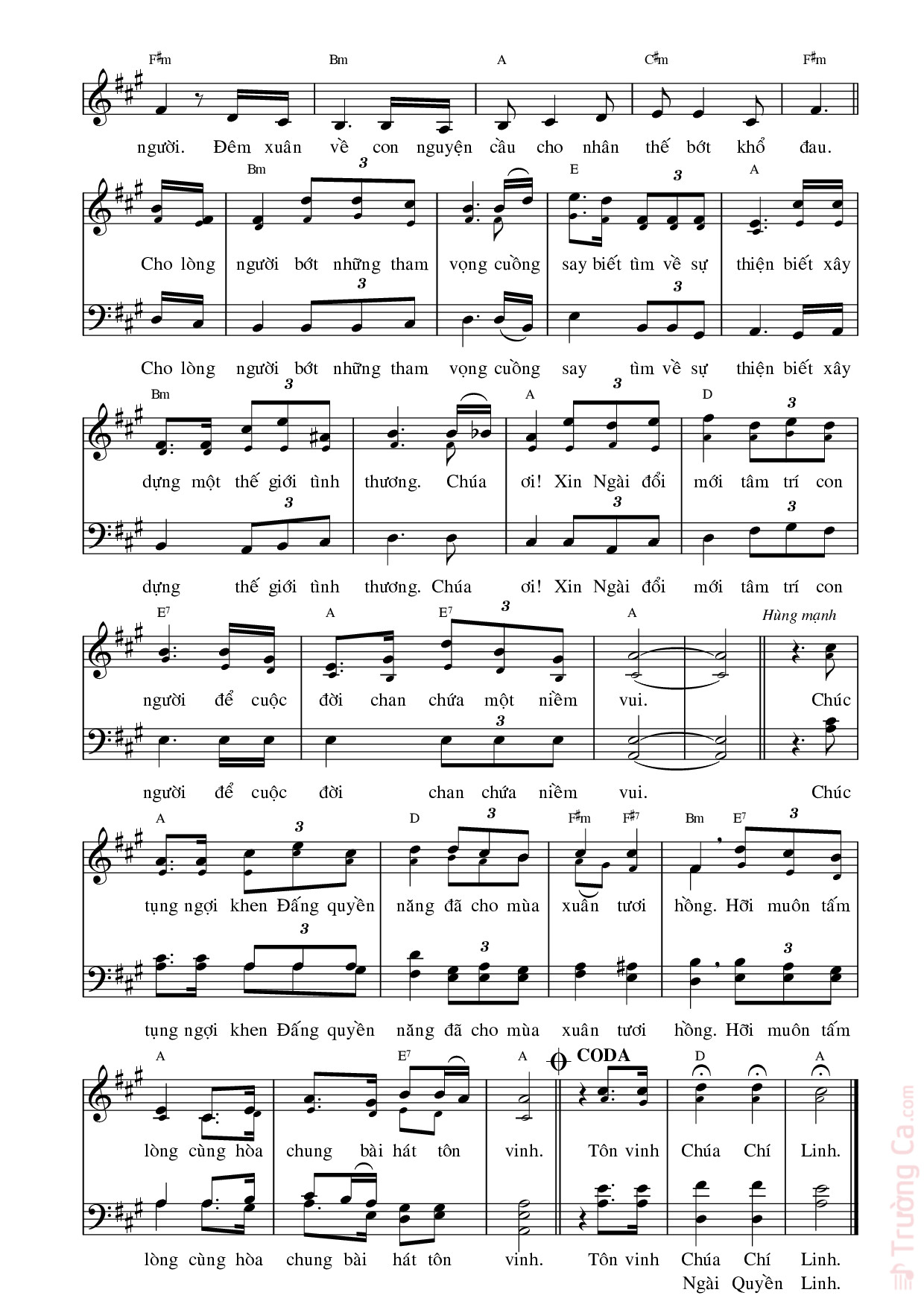 Page 3 of Sheet music PDF Đêm xuân nguyện cầu - Thái Nguyên