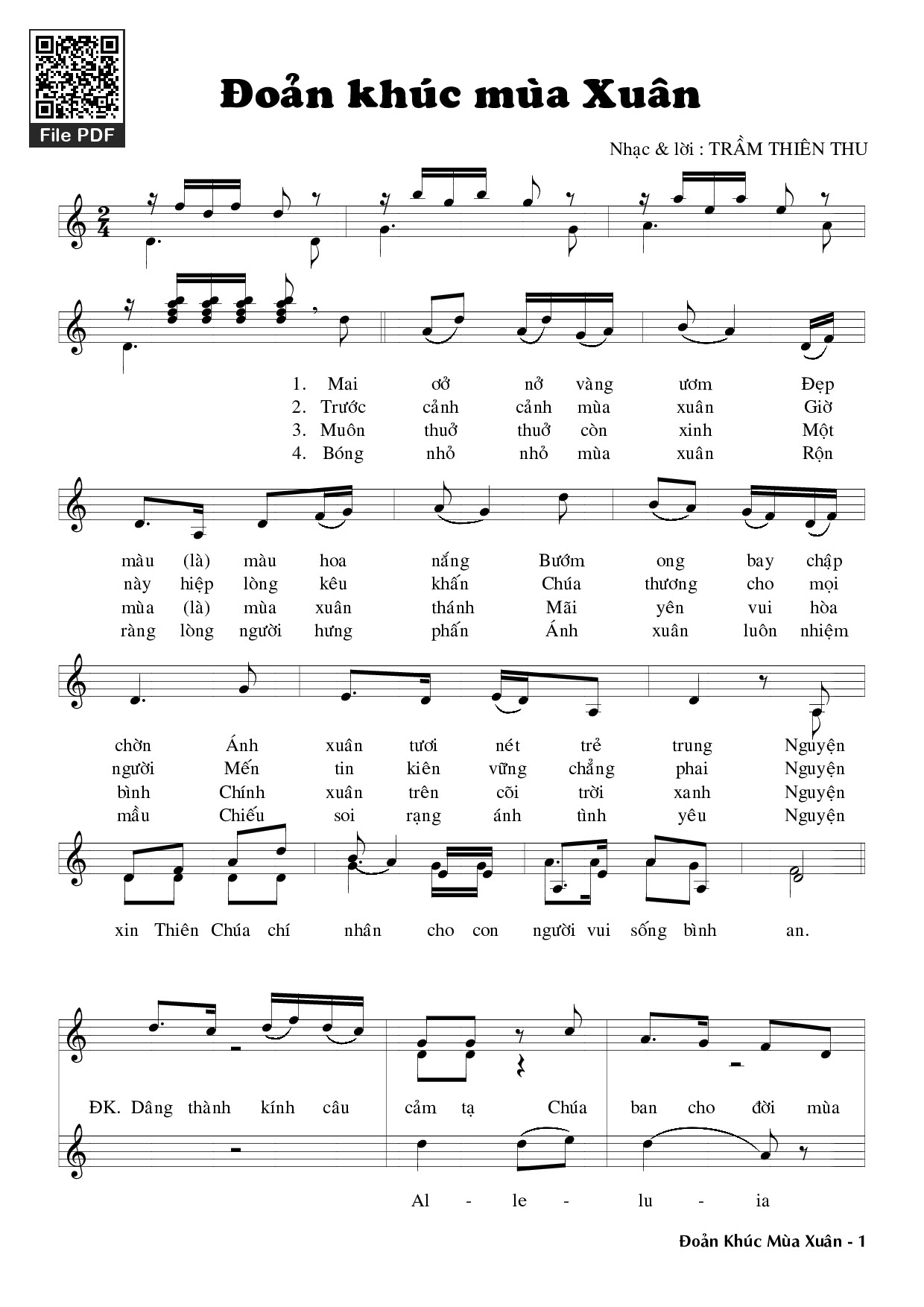 Sheet PDF of Đoản khúc mùa xuân