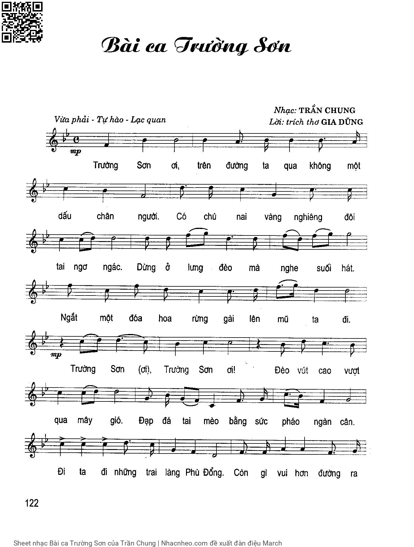 Sheet PDF of Bài ca Trường Sơn