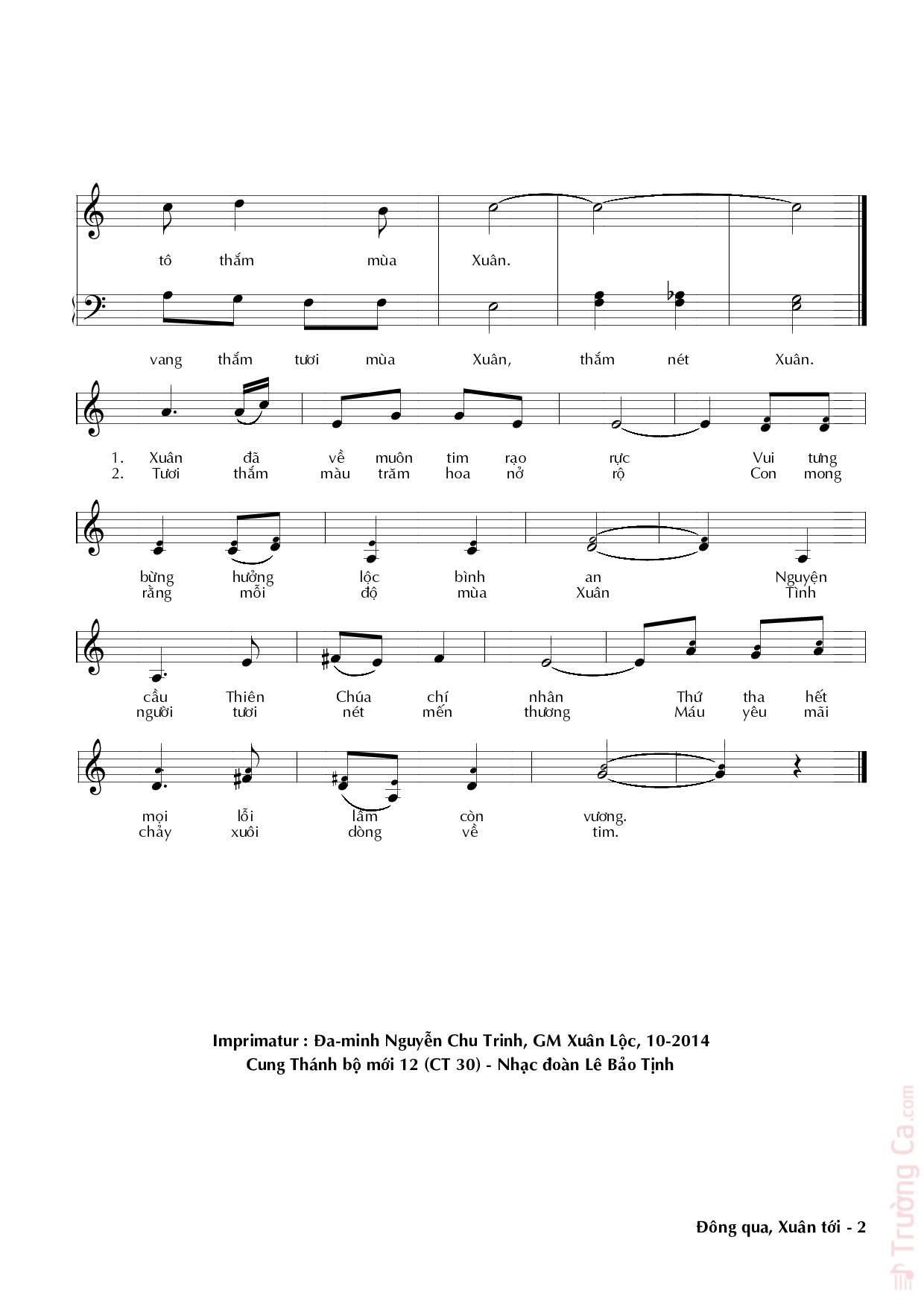 Page 2 of Sheet music PDF Đông qua xuân tới - Trầm Thiên Thu