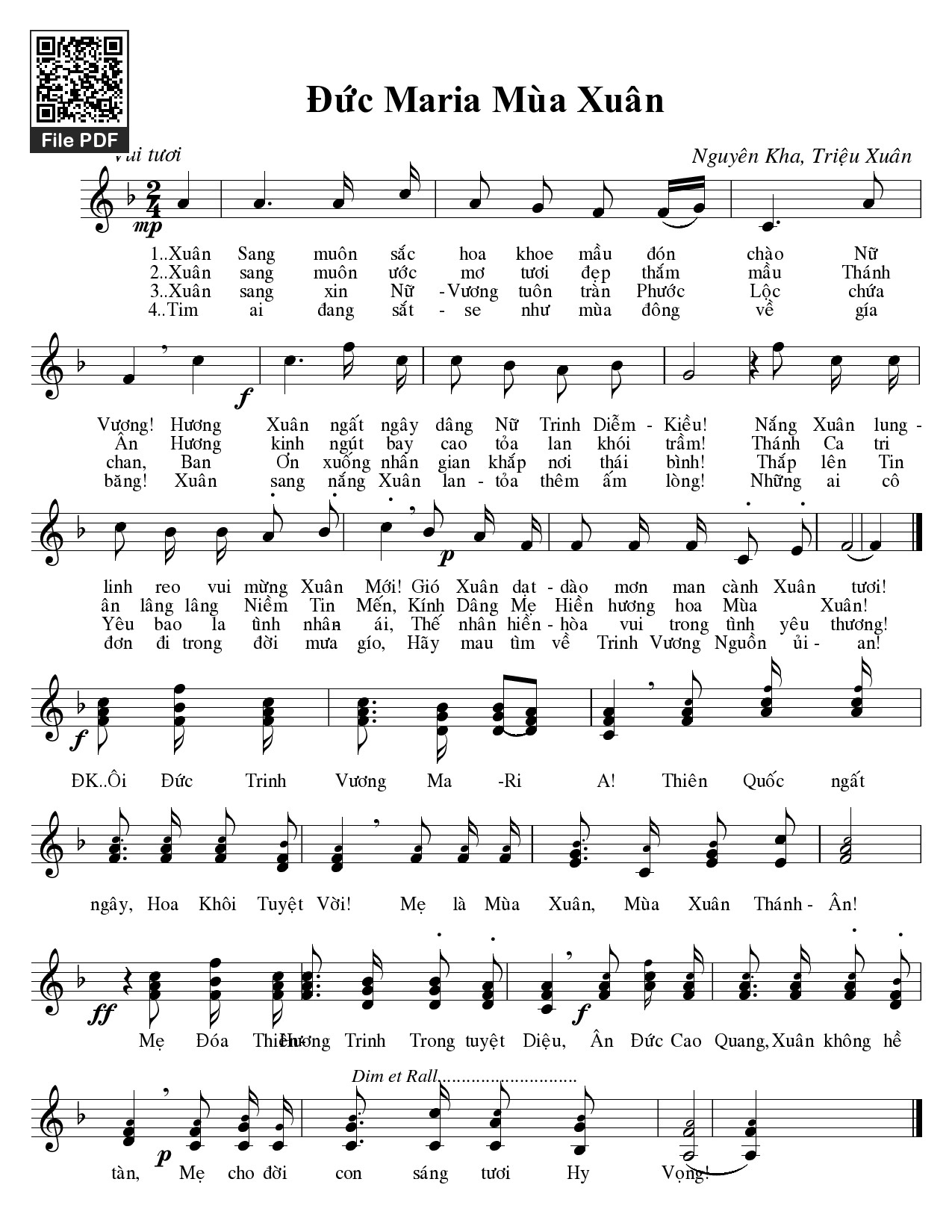 Sheet PDF of Đức Maria mùa xuân