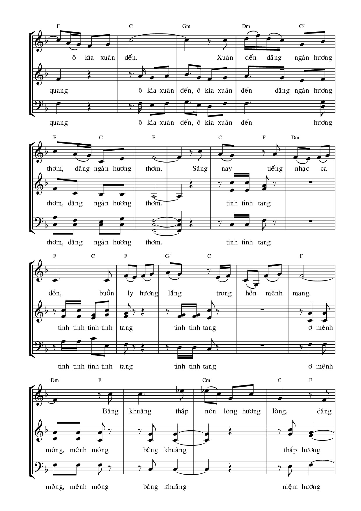 Page 2 of Sheet music PDF Hương xuân. 1 - Kim Long (thơ: Xuân Ly Băng)