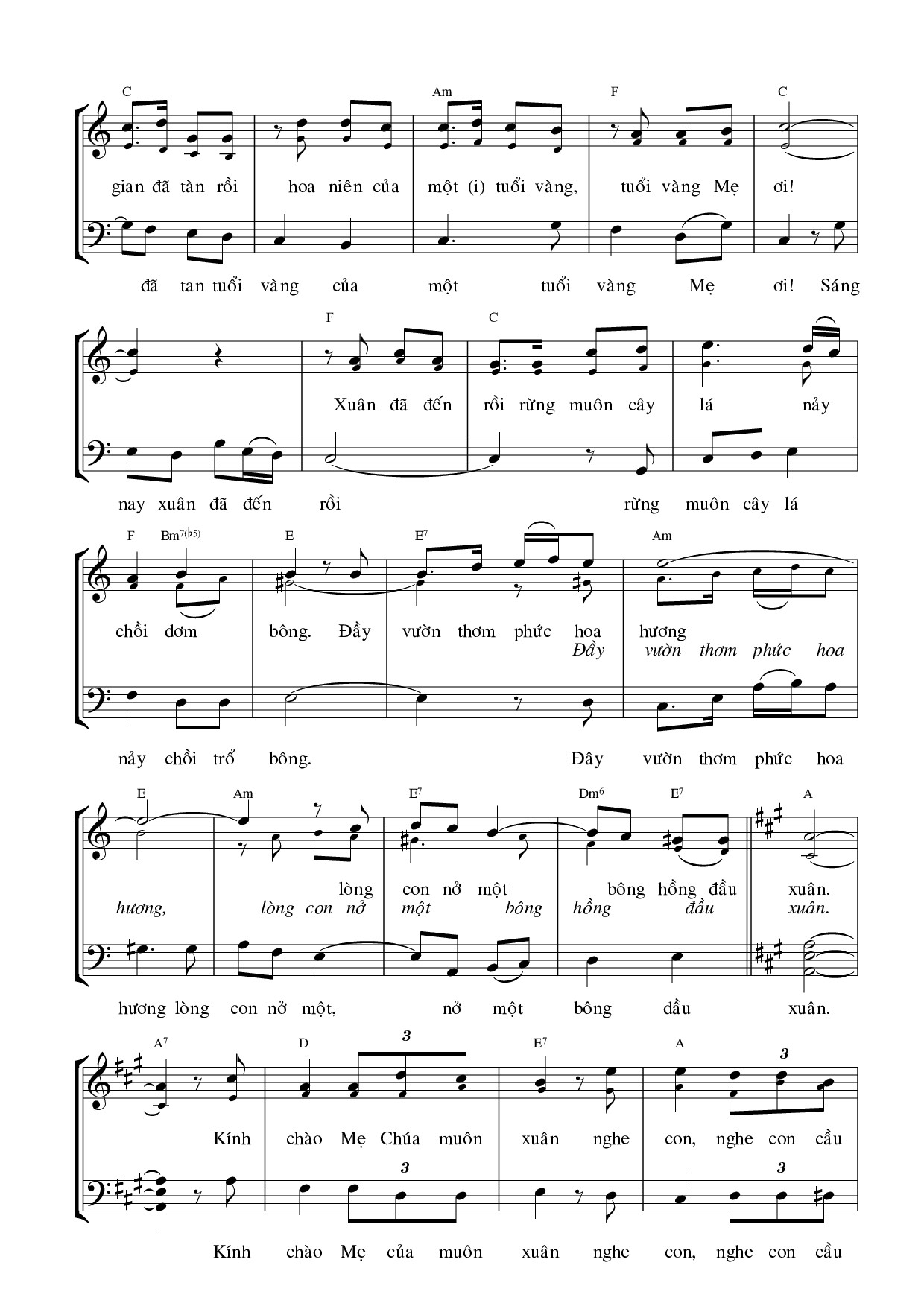 Page 2 of Sheet music PDF Hương xuân. 2 - Kim Long (thơ: Xuân Ly Băng)