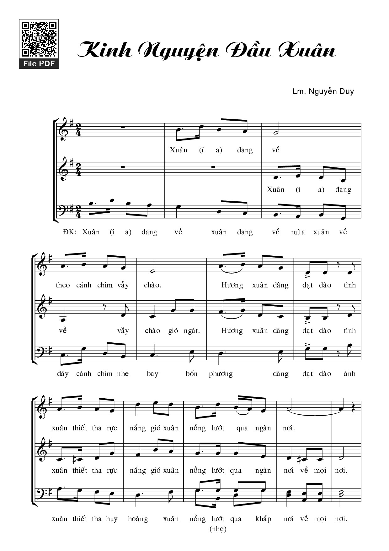 Sheet PDF of Kinh nguyện đầu xuân