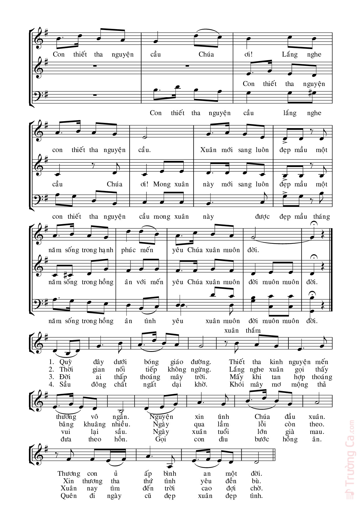 Page 2 of Sheet music PDF Kinh nguyện đầu xuân - Nguyễn Duy