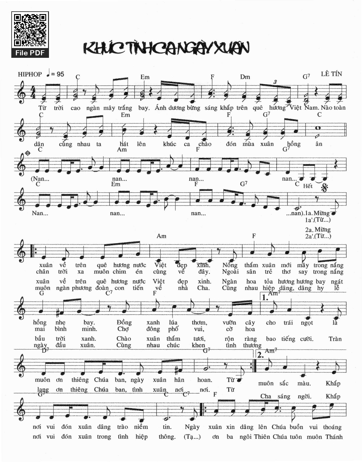 Sheet PDF of Khúc tình ca ngày xuân