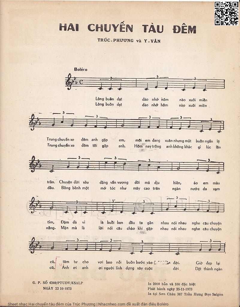 Page 2 of Sheet music PDF Hai chuyến tàu đêm - Trúc Phương