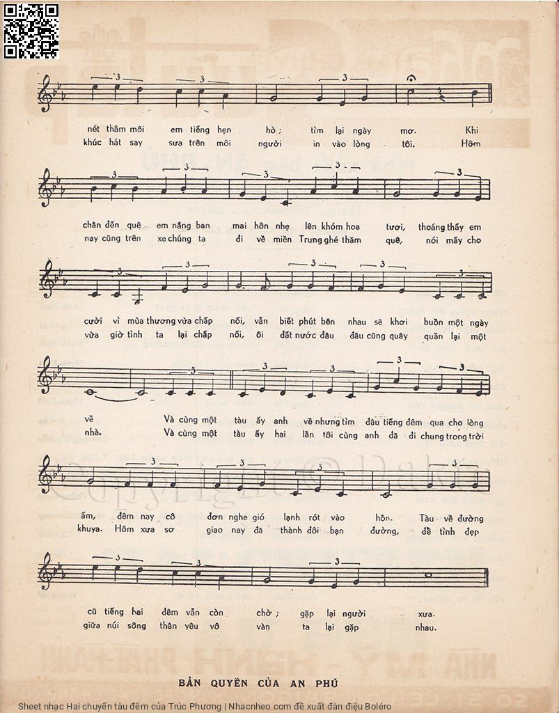 Page 3 of Sheet music PDF Hai chuyến tàu đêm - Trúc Phương