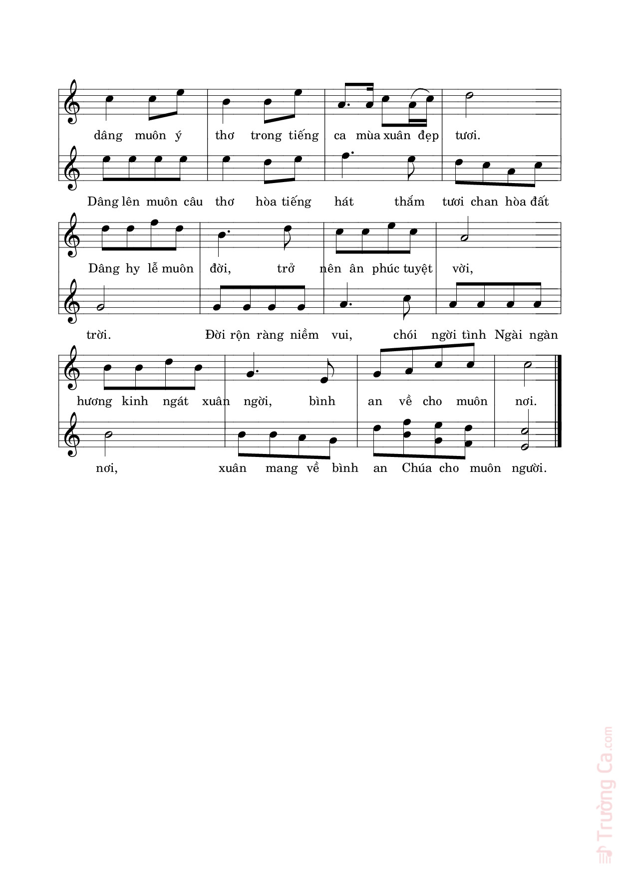 Page 2 of Sheet music PDF Lễ dâng đầu xuân - Nguyễn Hùng Lân