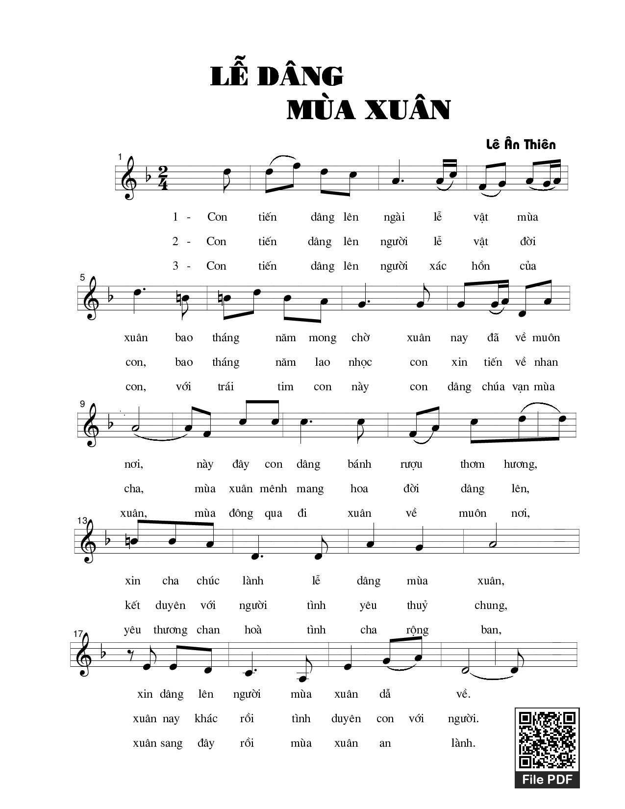 Sheet PDF of Lễ dâng mùa xuân