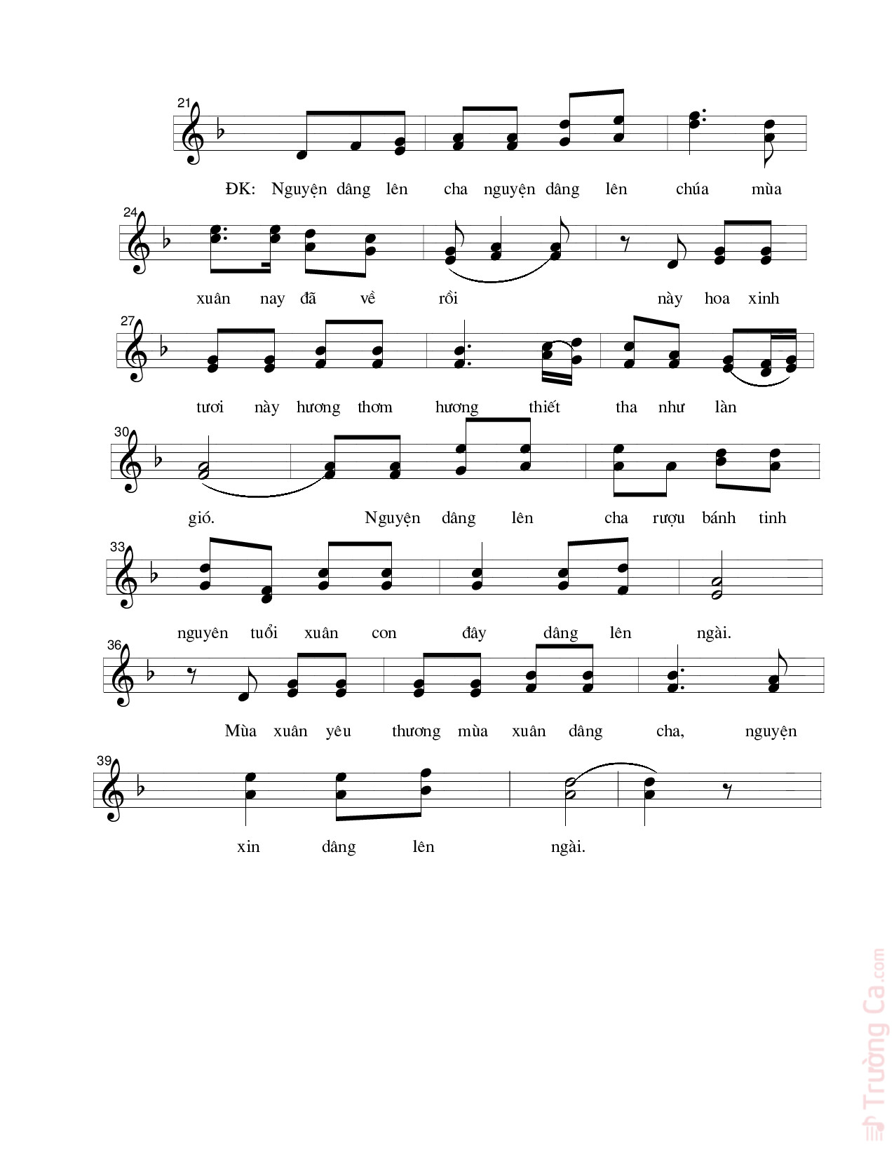 Page 2 of Sheet music PDF Lễ dâng mùa xuân - Lê Ân Thiên