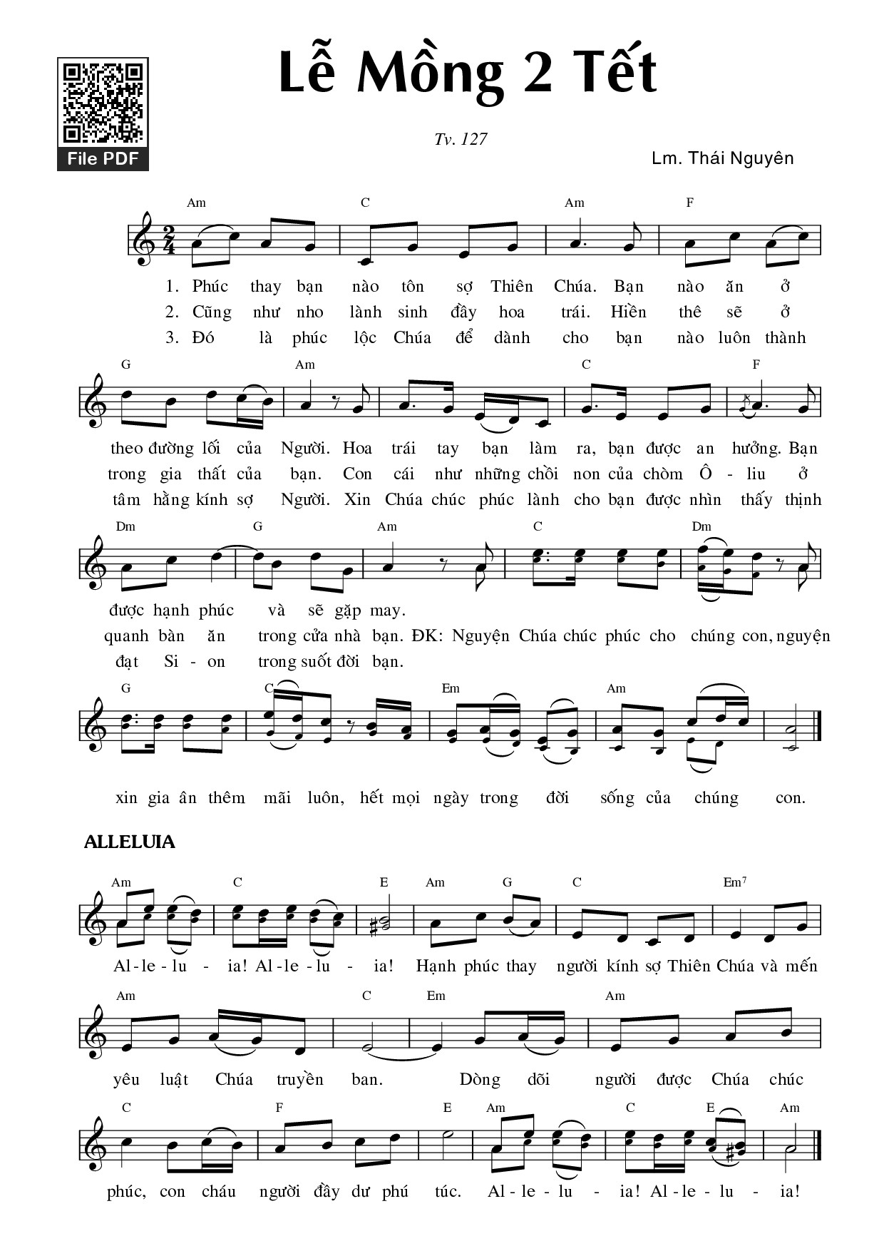 Page 1 of Sheet music PDF Lễ Mồng 2 Tết (Tv 127) - Thái Nguyên