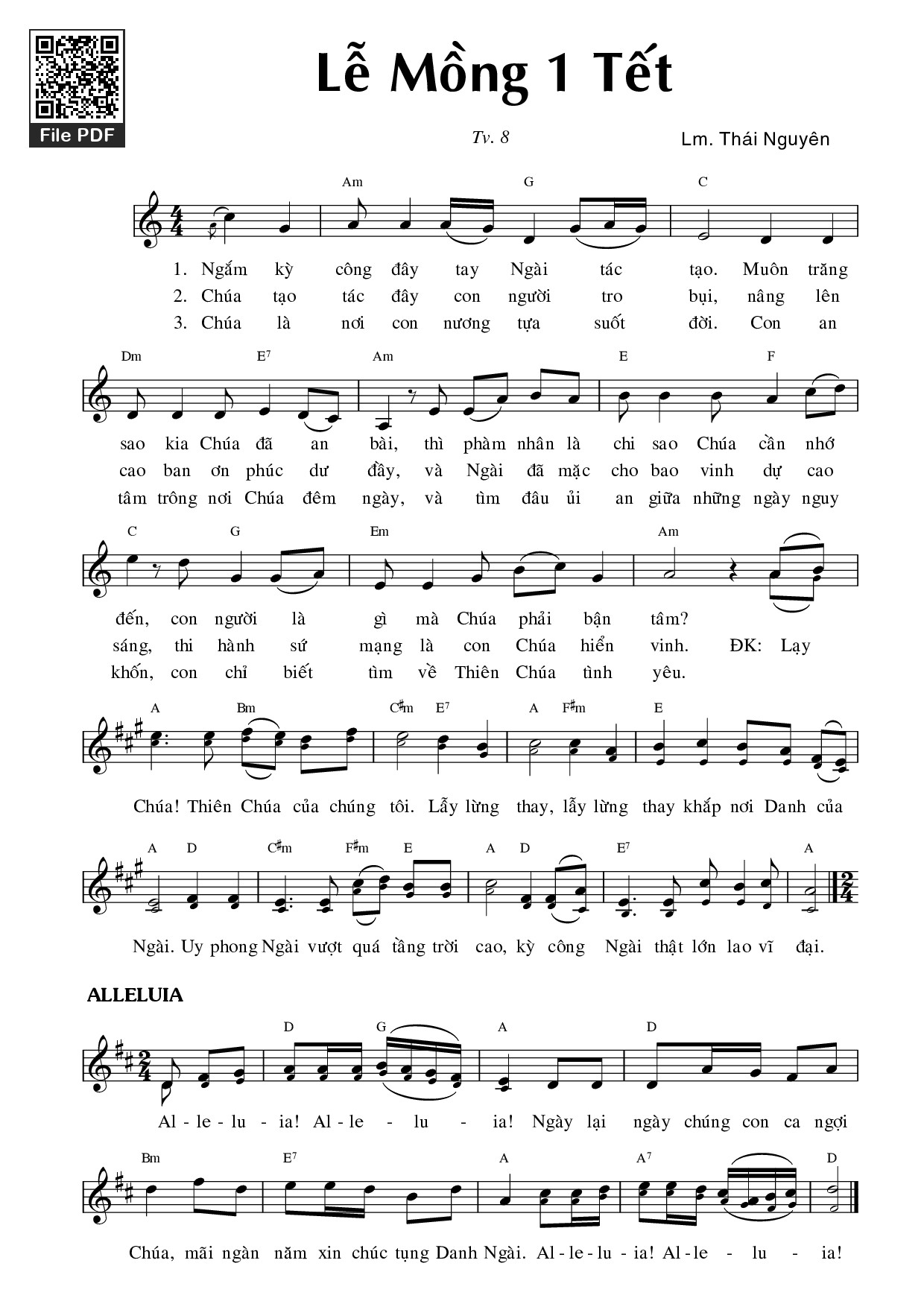 Page 1 of Sheet music PDF Lễ Mồng 1 Tết (Tv 8) - Thái Nguyên