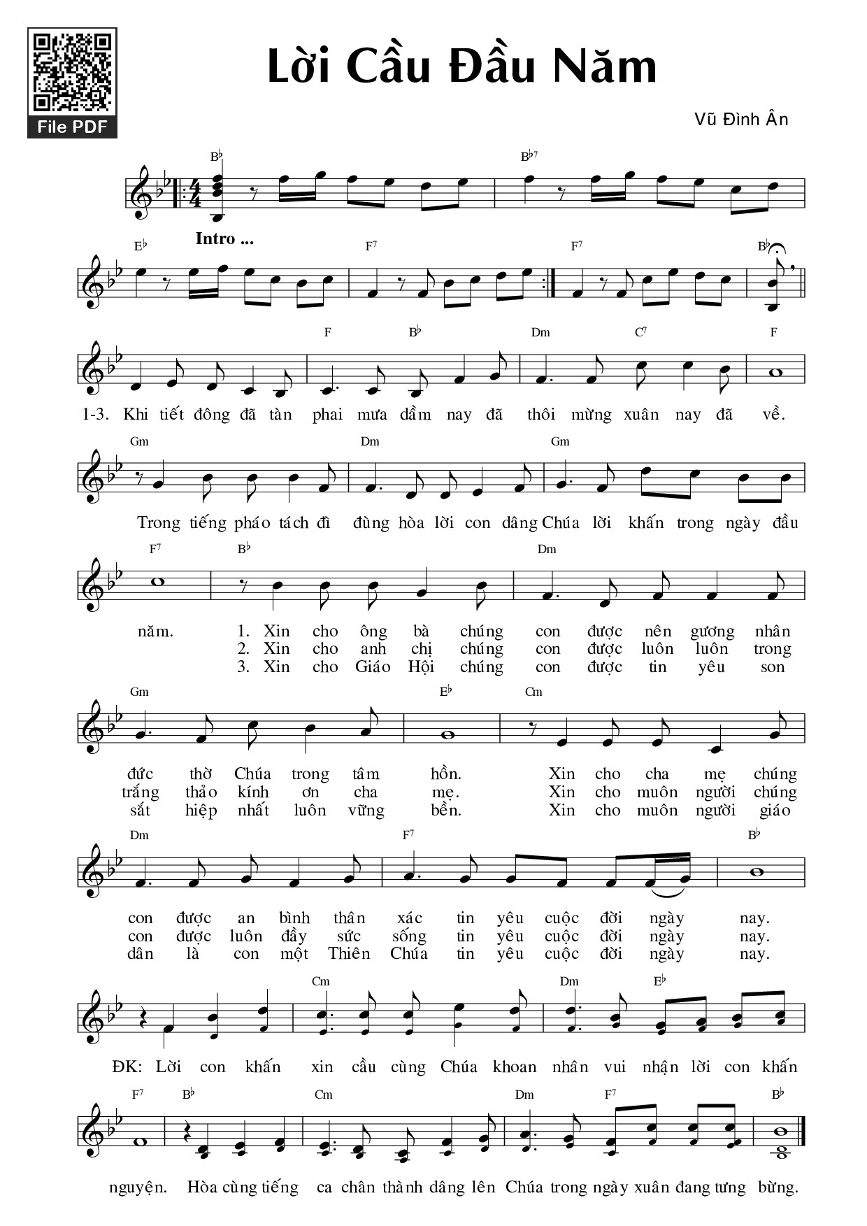 Sheet PDF of Lời cầu đầu năm