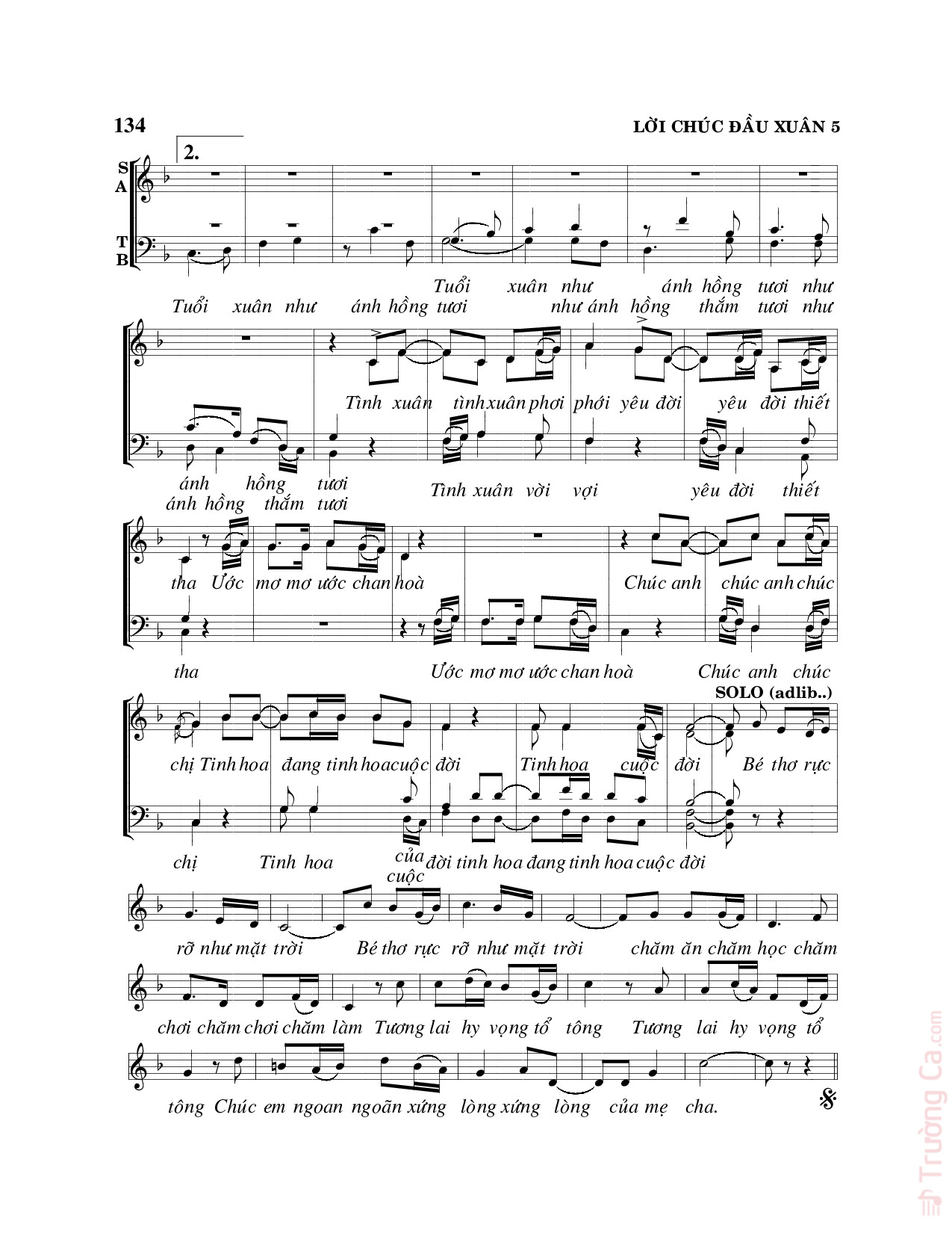 Page 5 of Sheet music PDF Lời chúc đầu xuân - Viết Chung