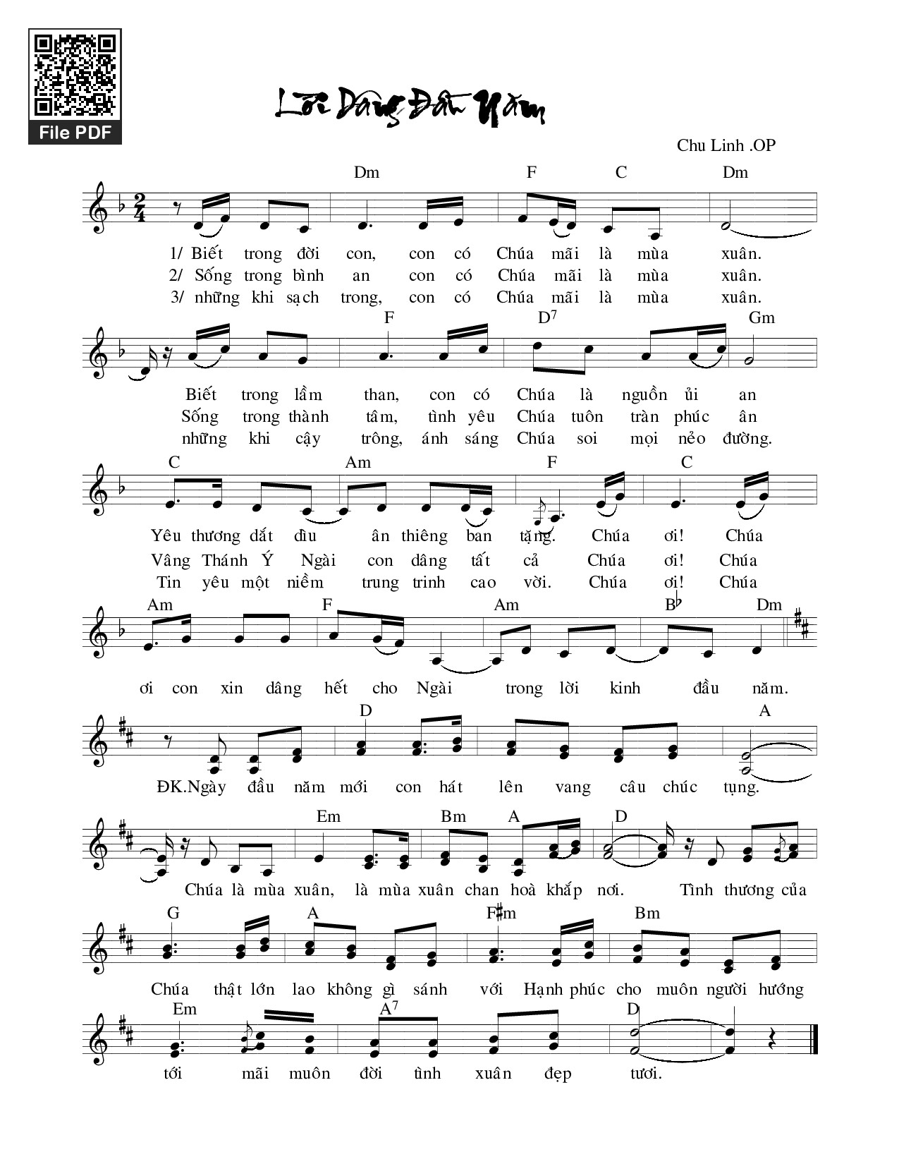 Sheet PDF of Lời dâng đầu năm