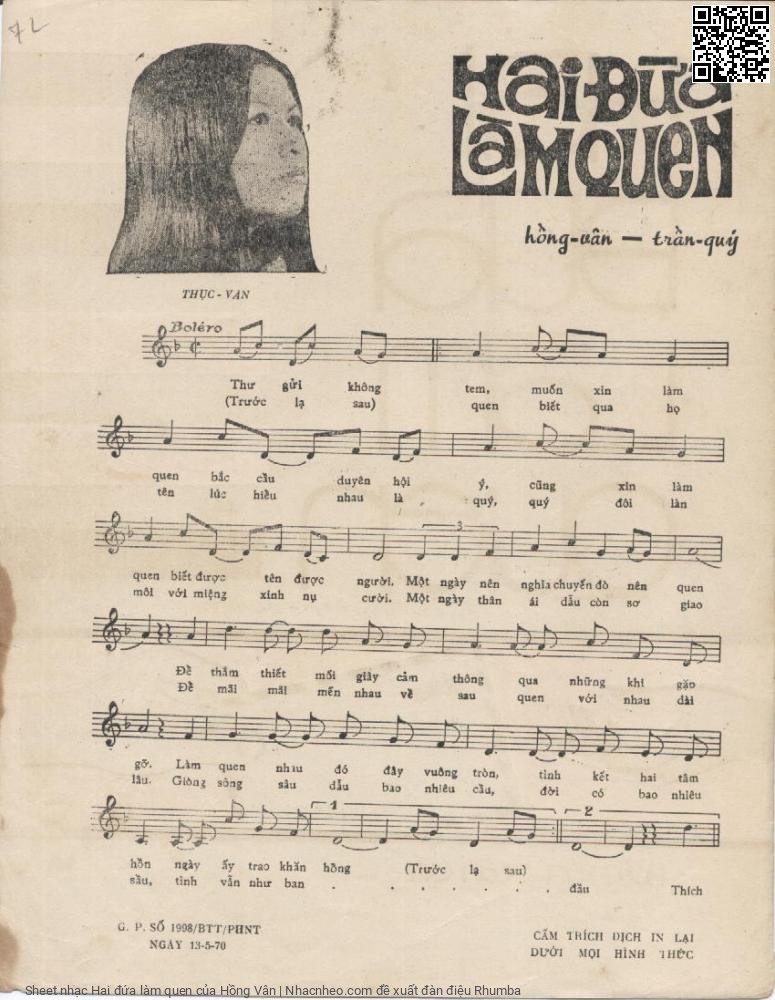 Page 2 of Sheet music PDF Hai đứa làm quen - Hồng Vân
