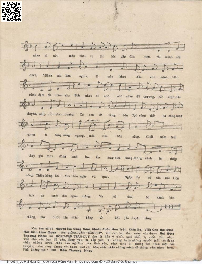 Page 3 of Sheet music PDF Hai đứa làm quen - Hồng Vân
