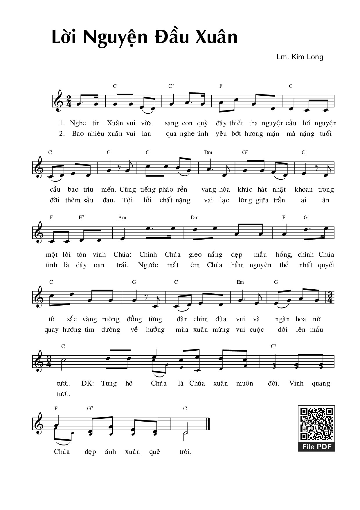 Sheet PDF of Lời nguyện đầu xuân