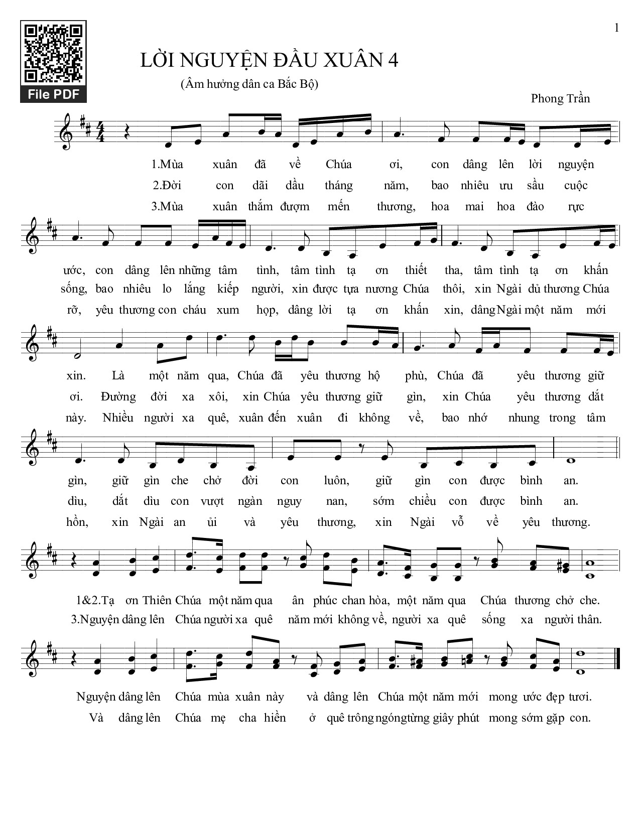 Sheet PDF of Lời nguyện đầu xuân. 4