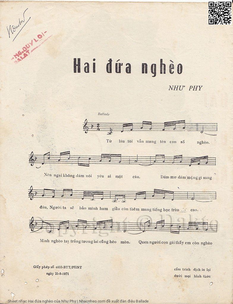 Page 2 of Sheet music PDF Hai đứa nghèo - Như Phy