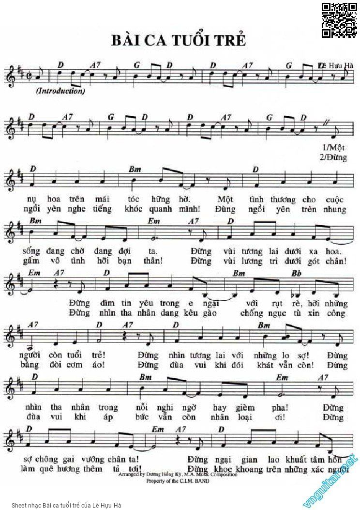 Sheet PDF of Bài ca tuổi trẻ