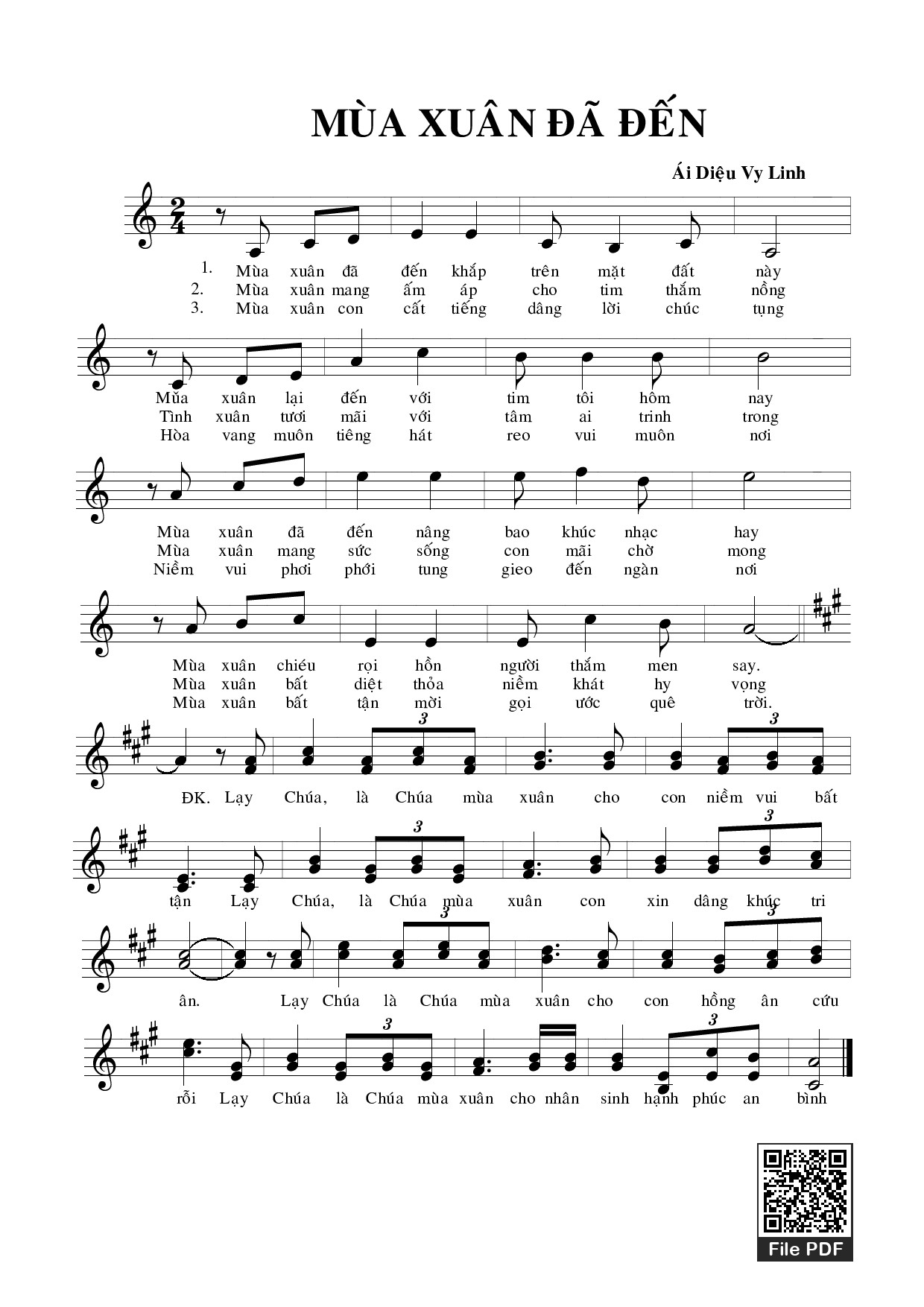 Sheet PDF of Mùa xuân đã đến