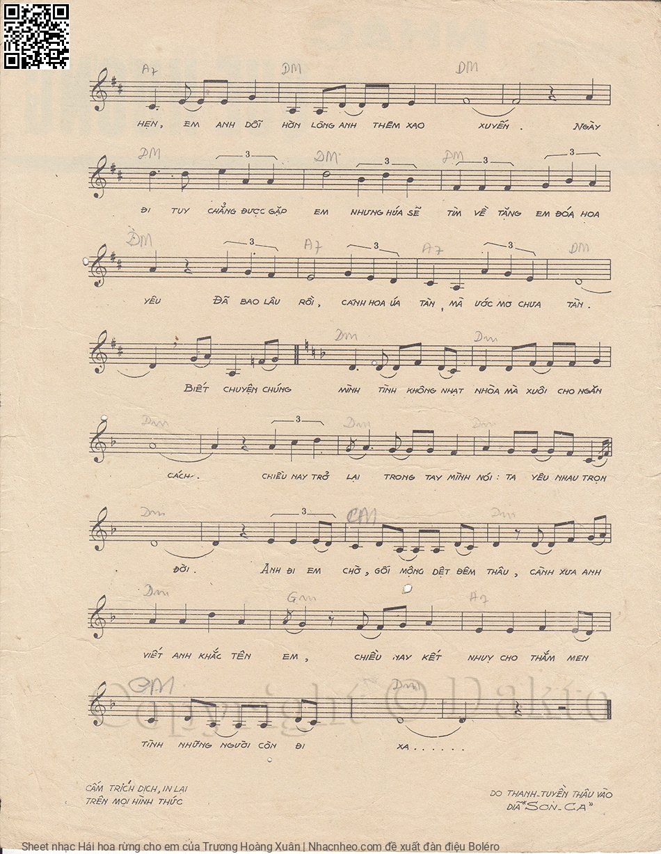 Page 3 of Sheet music PDF Hái hoa rừng cho em - Trương Hoàng Xuân