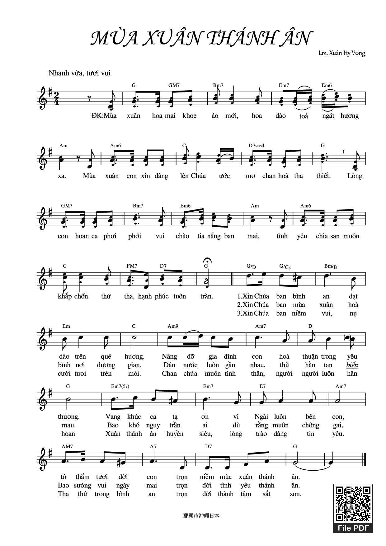 Page 1 of Sheet music PDF Mùa xuân thánh ân - Xuân Hy Vọng