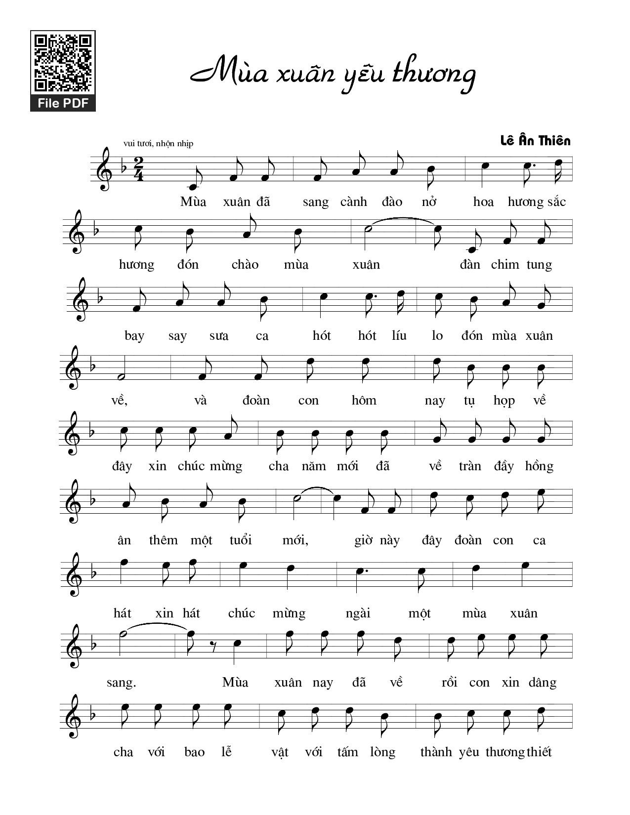 Sheet PDF of Mùa xuân yêu thương