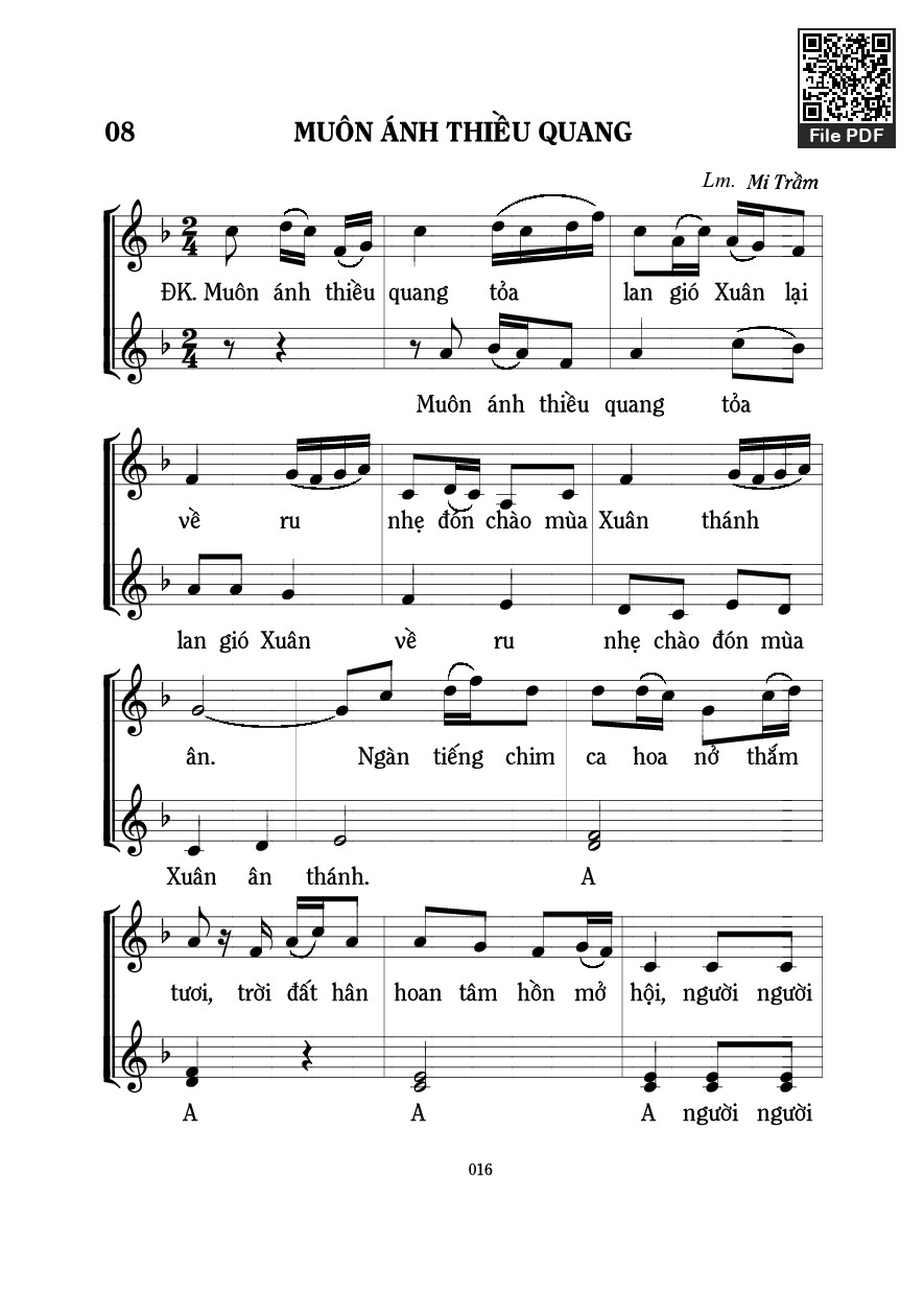 Page 1 of Sheet music PDF Muôn ánh thiều quang - Mi Trầm
