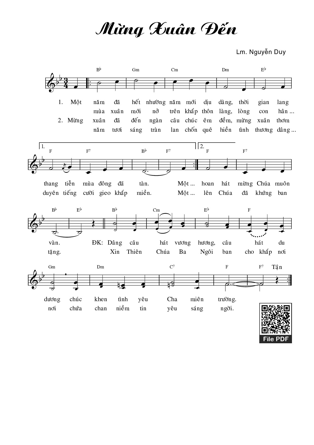 Sheet PDF of Mừng xuân đến