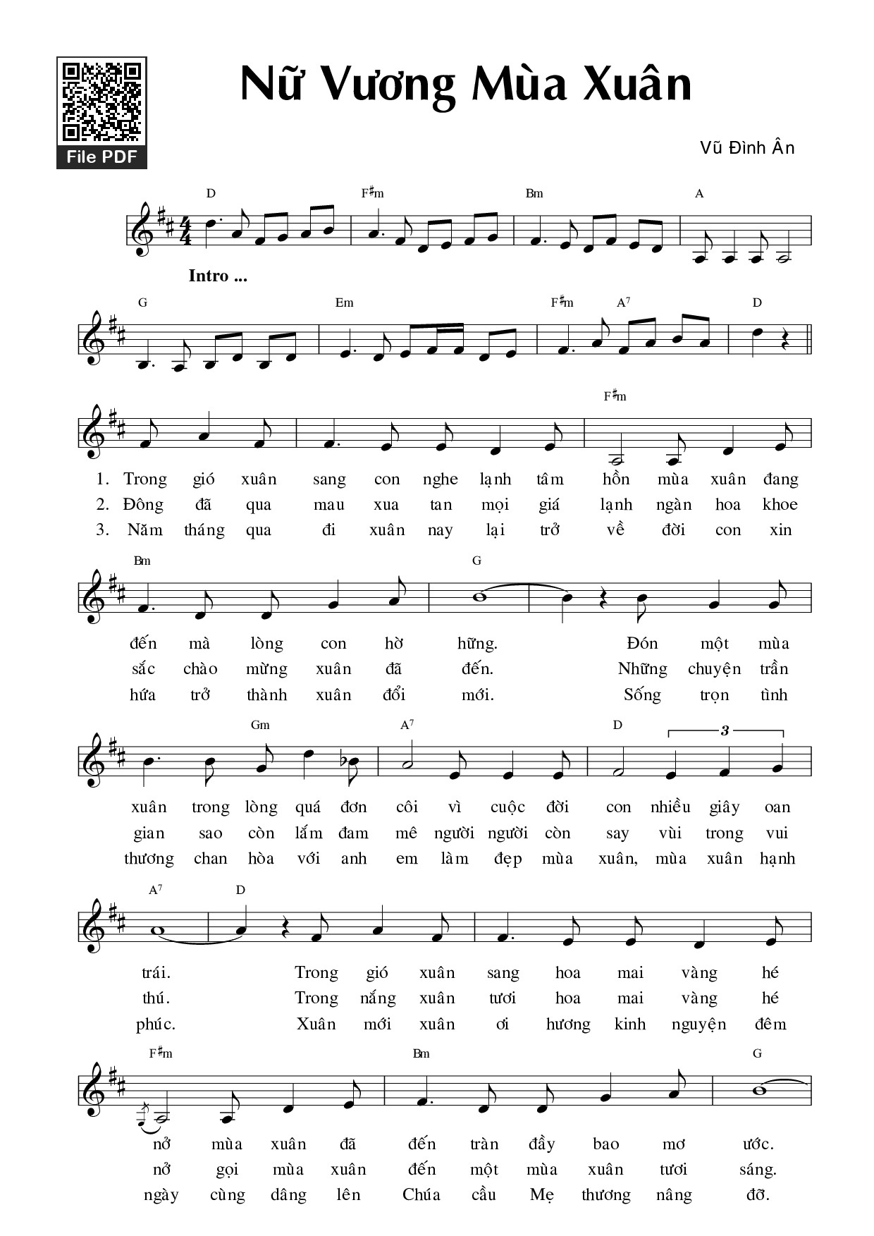 Sheet PDF of Nữ vương mùa xuân