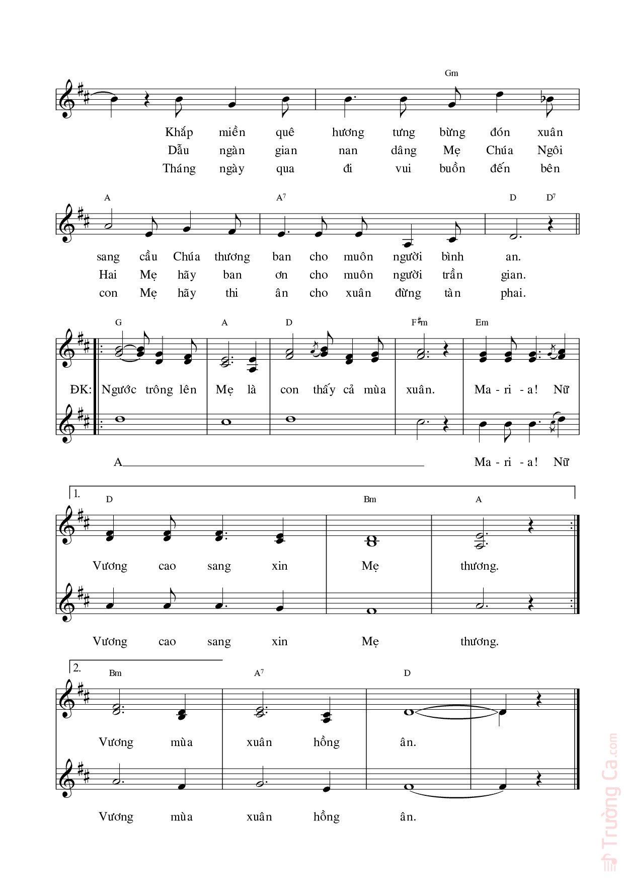 Page 2 of Sheet music PDF Nữ vương mùa xuân - Vũ Đình Ân