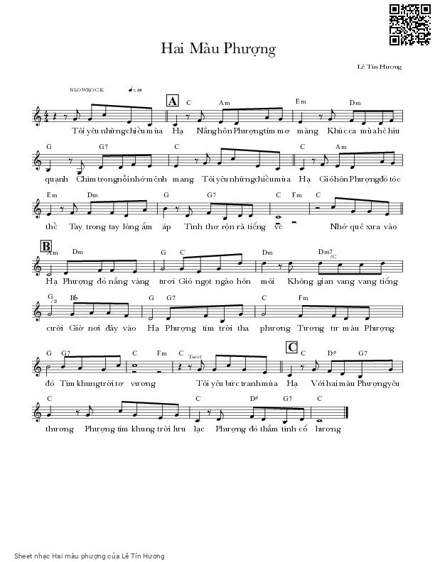 Page 1 of Sheet music PDF Hai màu phượng - Lê Tín Hương