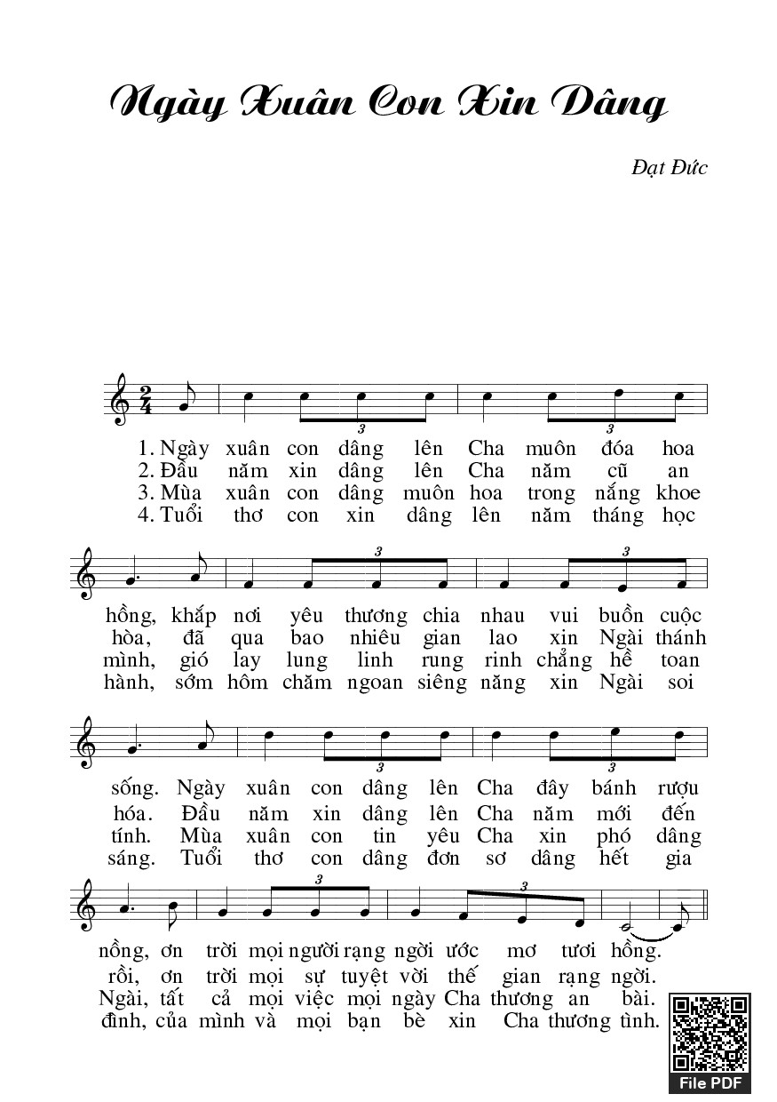 Sheet PDF of Ngày xuân con xin dâng