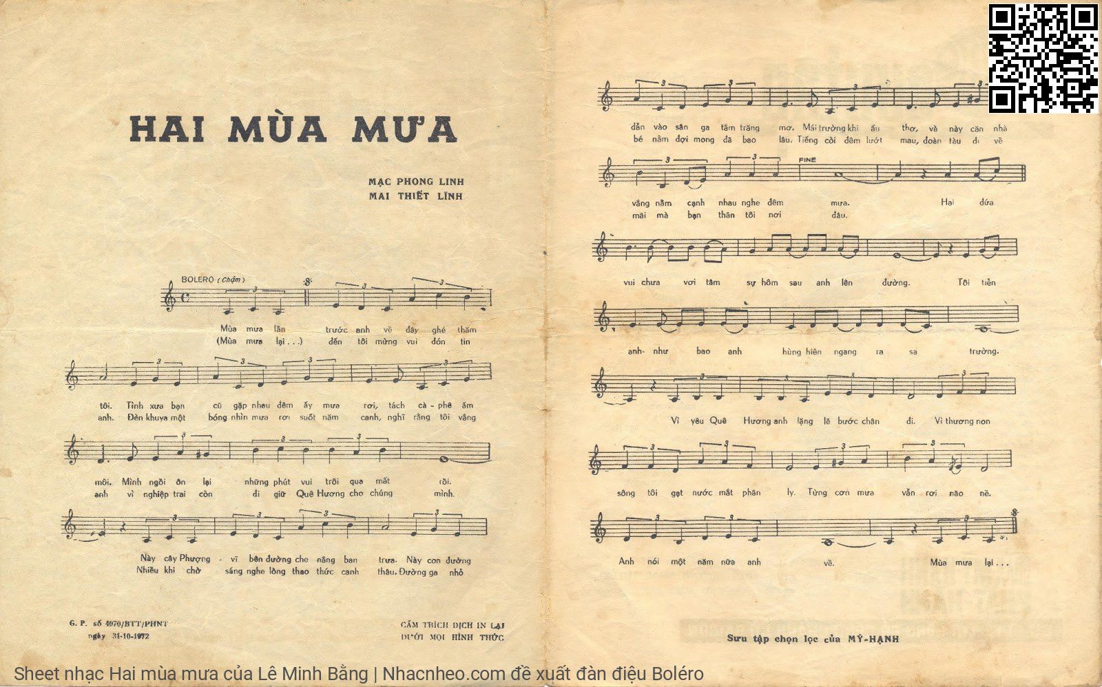 Page 2 of Sheet music PDF Hai mùa mưa - Lê Minh Bằng
