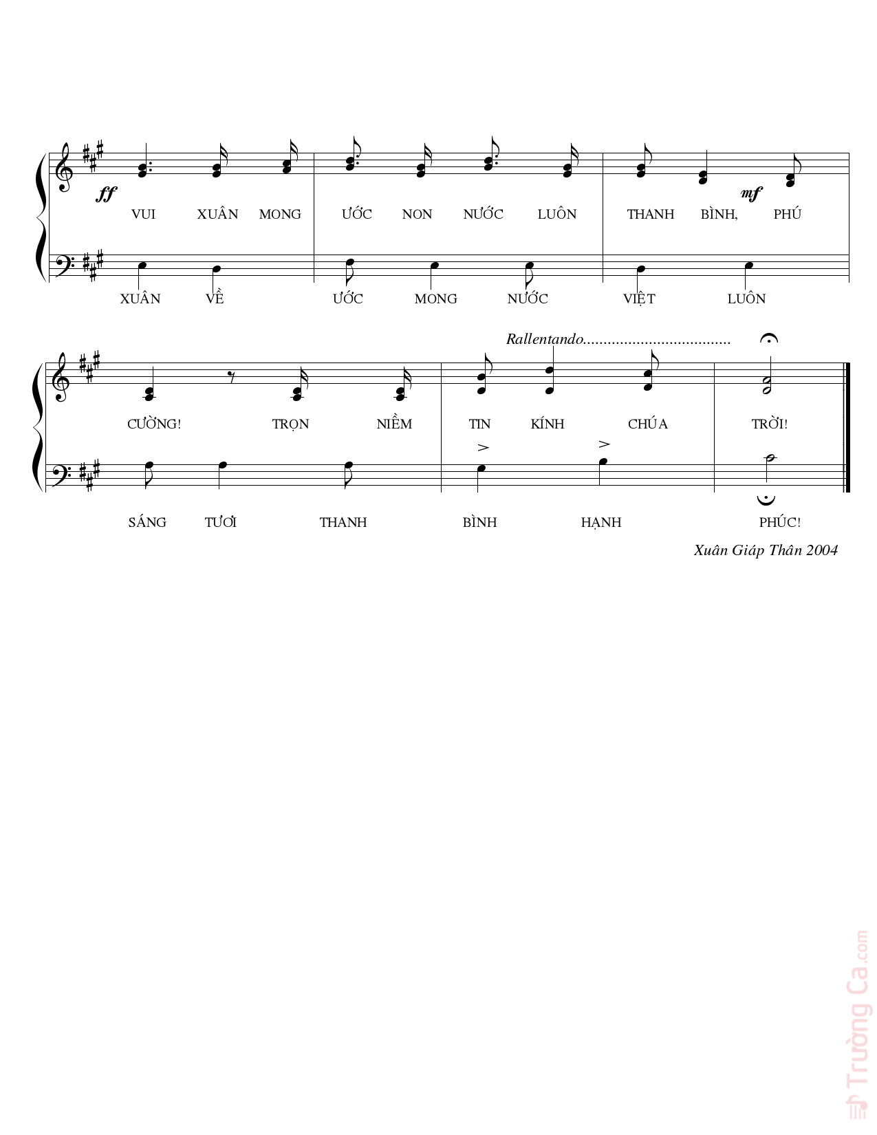 Page 2 of Sheet music PDF Ngày xuân nguyện cầu - Nguyên Kha