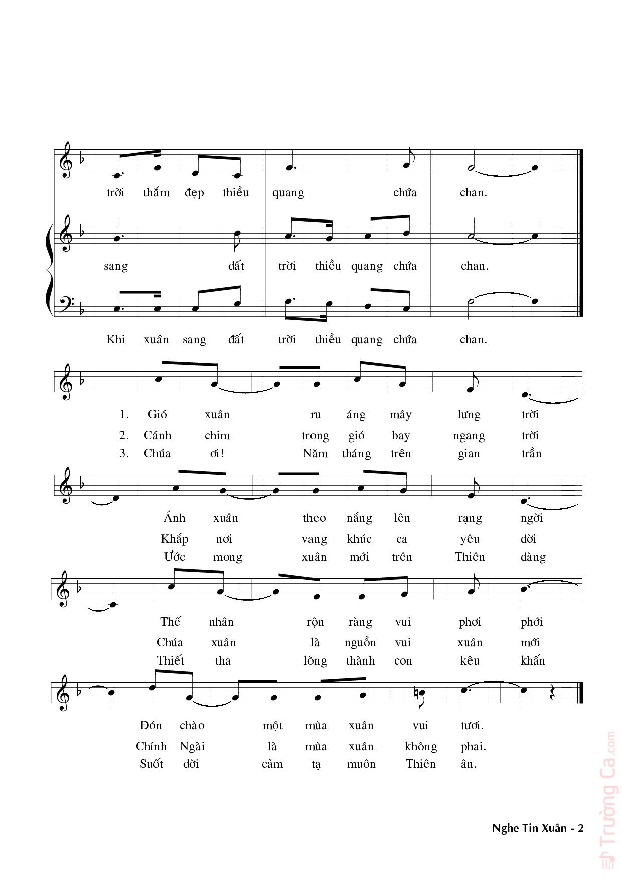 Page 2 of Sheet music PDF Nghe tin xuân - Trầm Thiên Thu