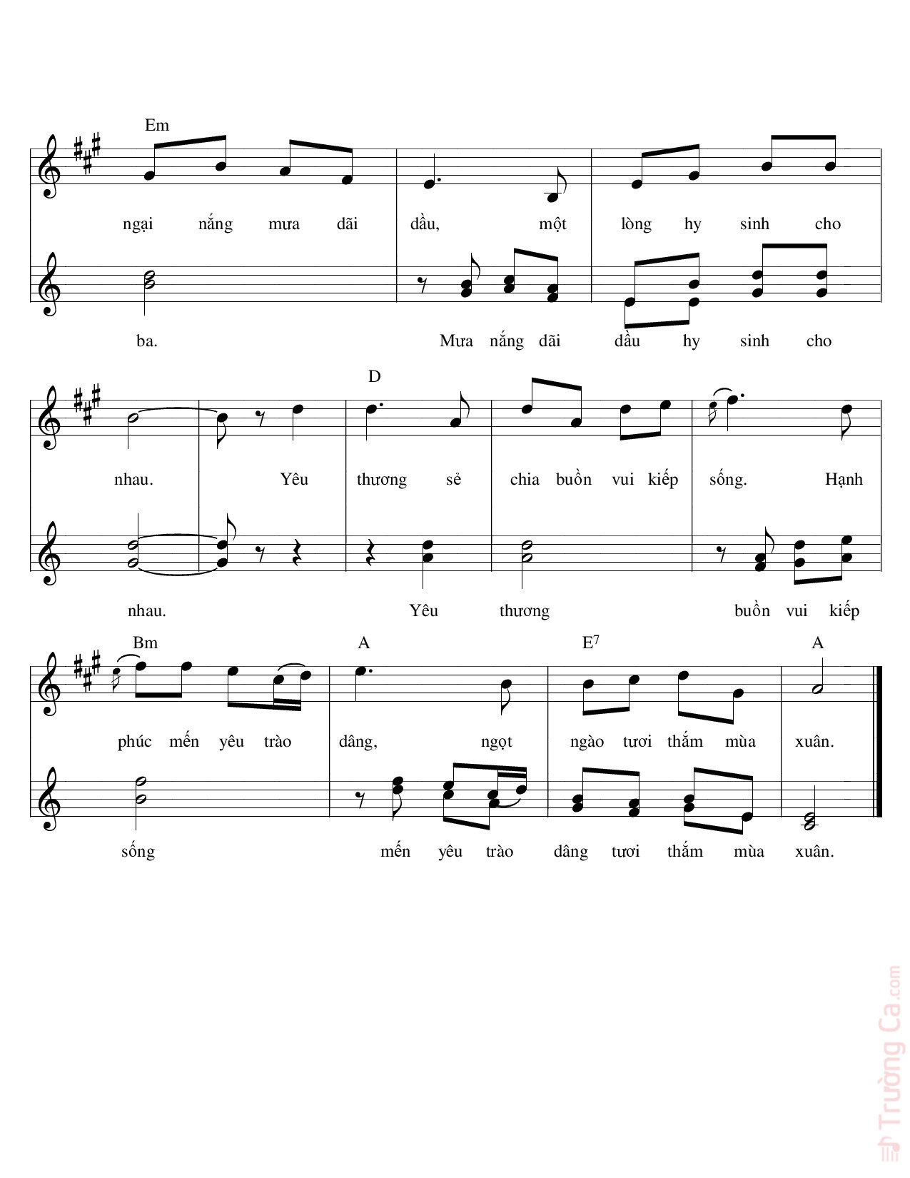 Page 3 of Sheet music PDF Ngọt ngào xuân yêu thương - Chu Linh