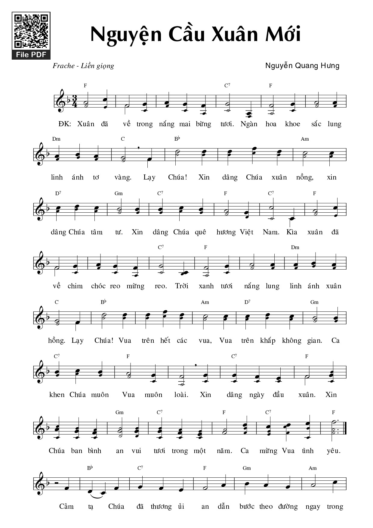 Sheet PDF of Nguyện cầu xuân mới