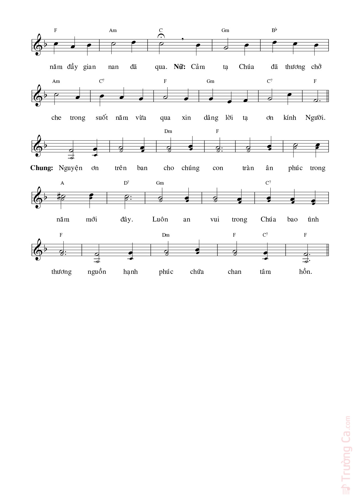 Page 2 of Sheet music PDF Nguyện cầu xuân mới - Nguyễn Quang Hưng