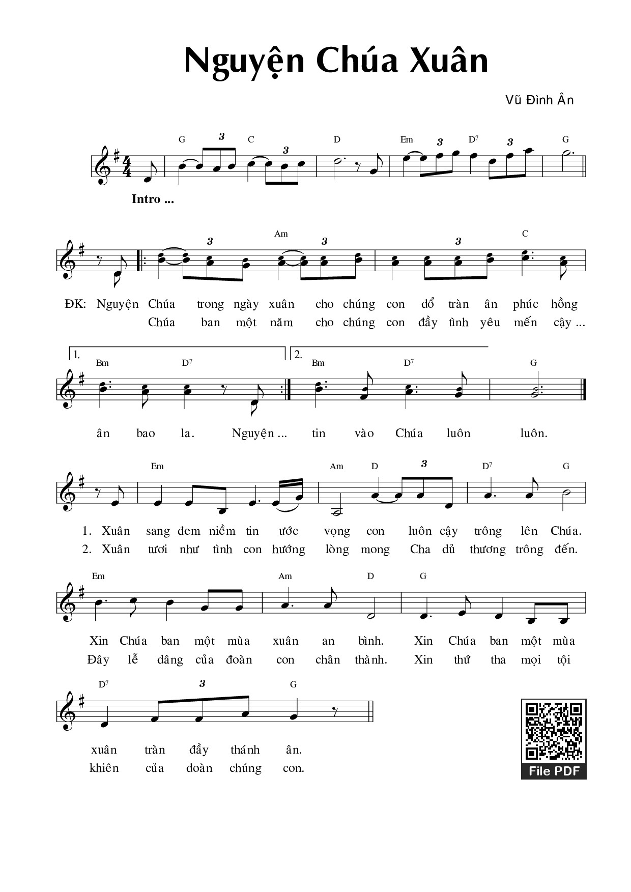 Sheet PDF of Nguyện Chúa Xuân