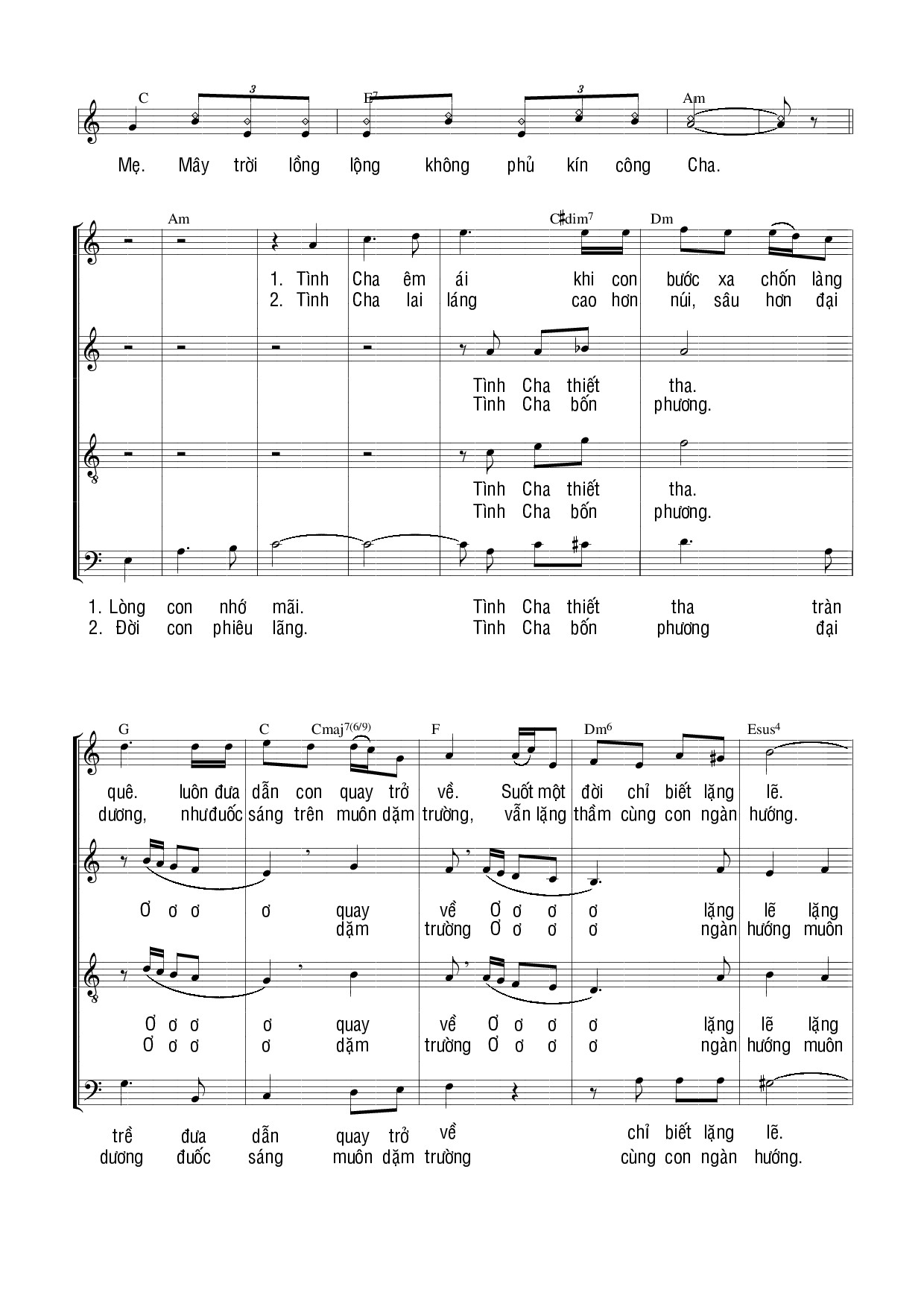Page 2 of Sheet music PDF Ơn Cha nghĩa Mẹ - Thế Thông