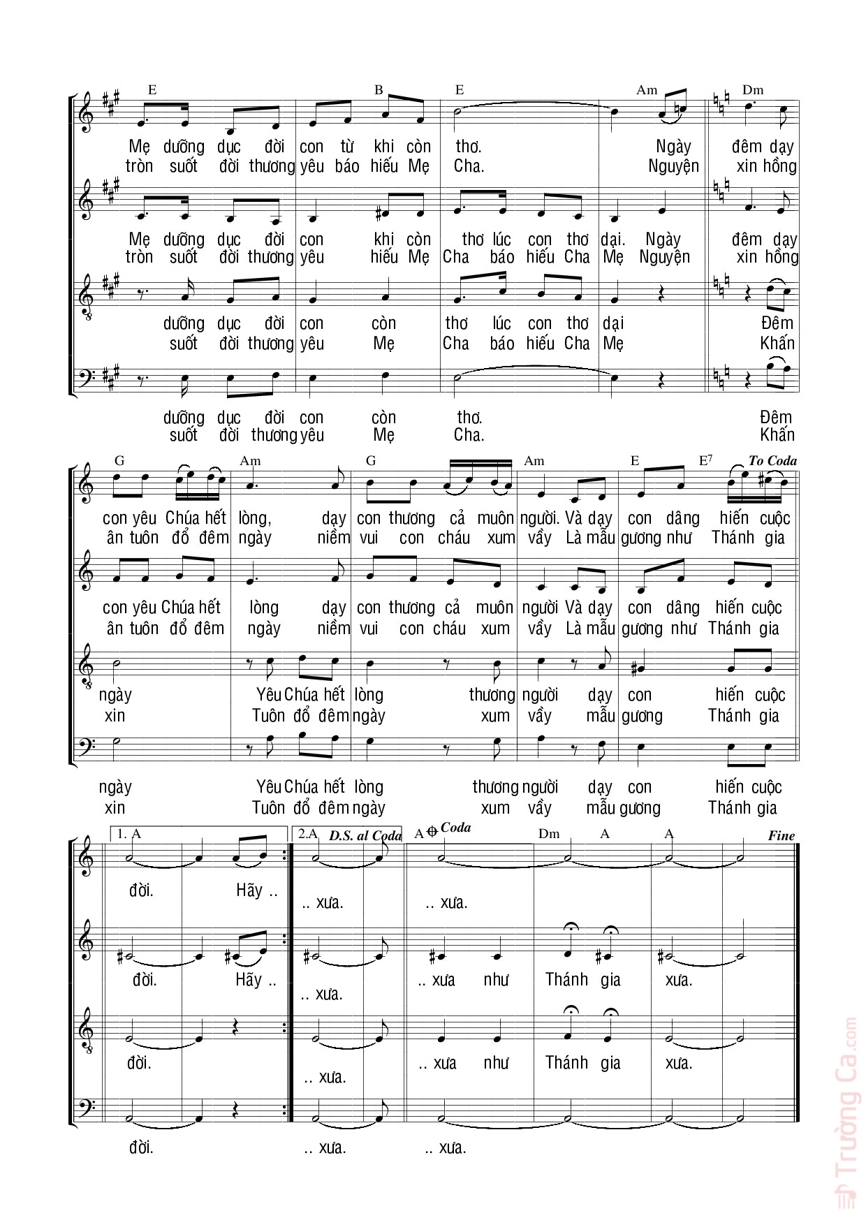 Page 4 of Sheet music PDF Ơn Cha nghĩa Mẹ - Thế Thông