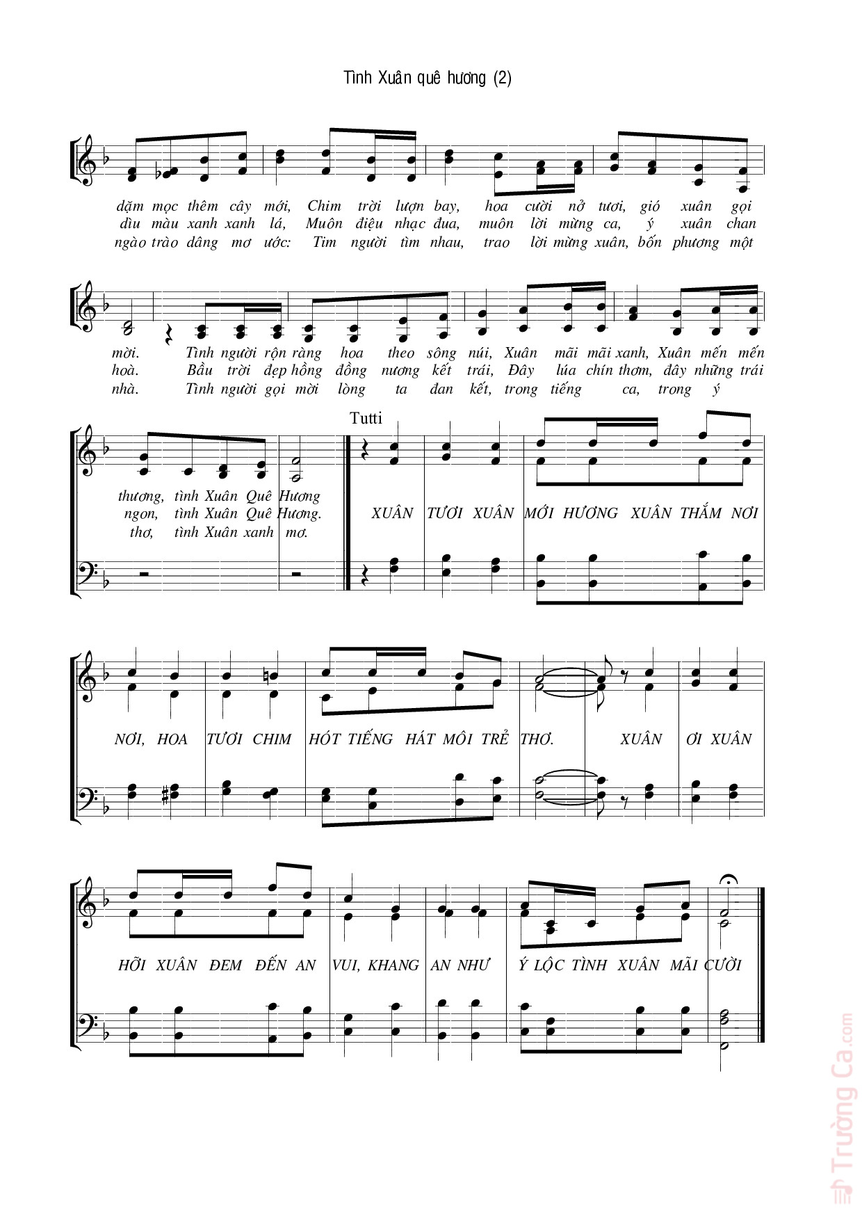 Page 2 of Sheet music PDF Tình xuân quê hương - Hoàng Kim Tốt