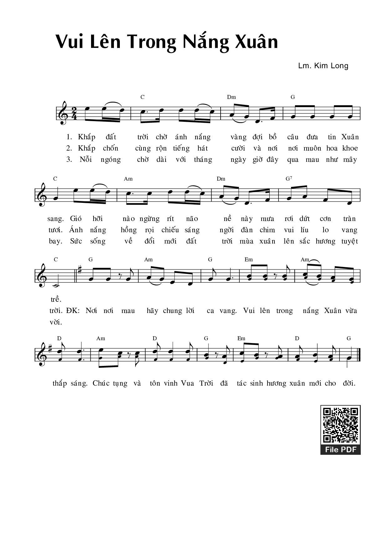 Sheet PDF of Vui lên trong nắng xuân