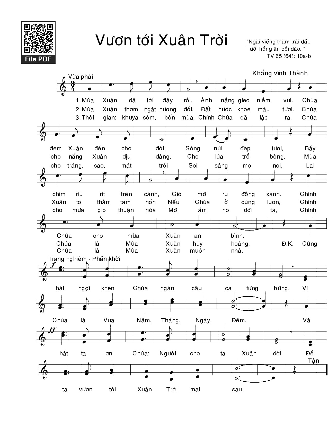 Page 1 of Sheet music PDF Vươn tới Xuân Trời - Khổng Vĩnh Thành