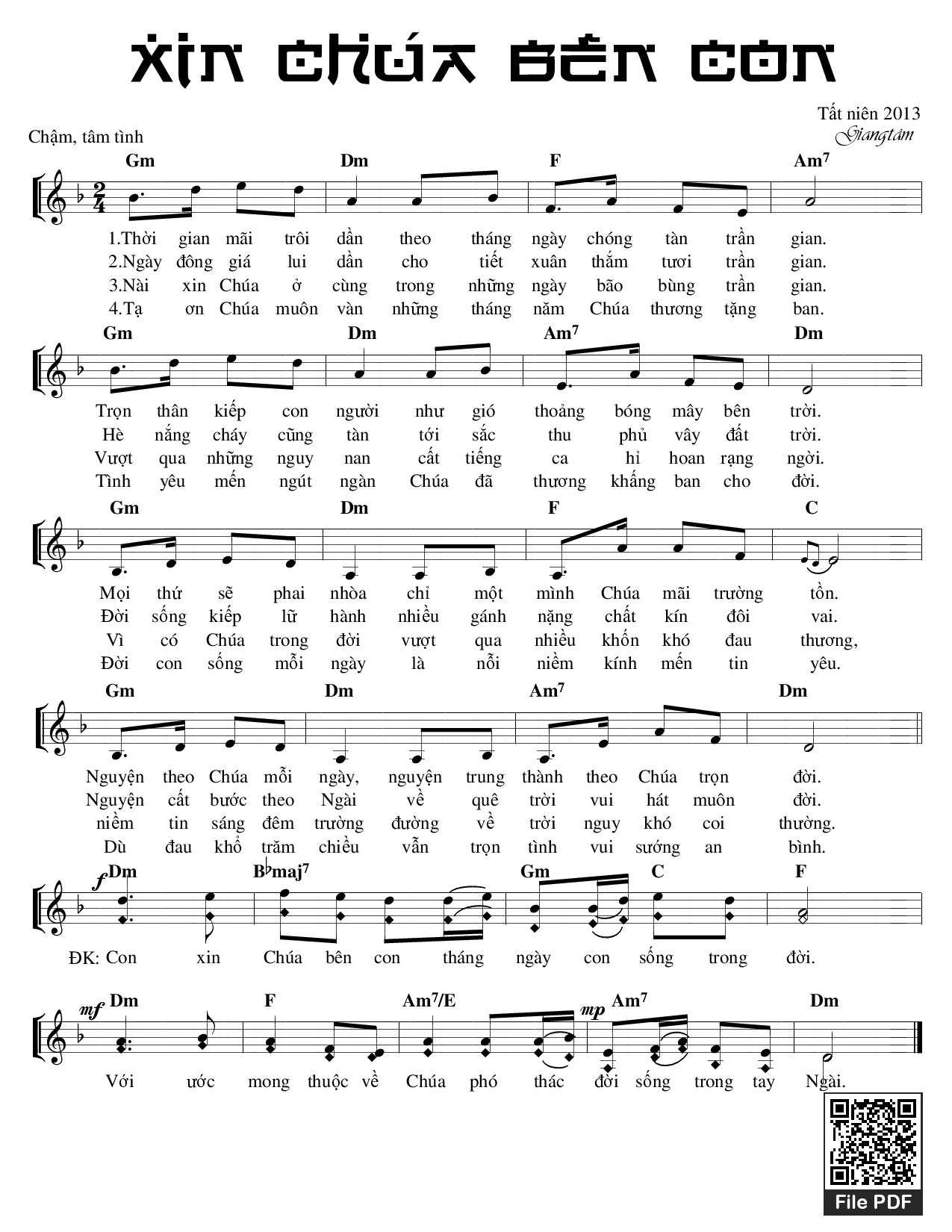 Sheet PDF of Xin Chúa bên con