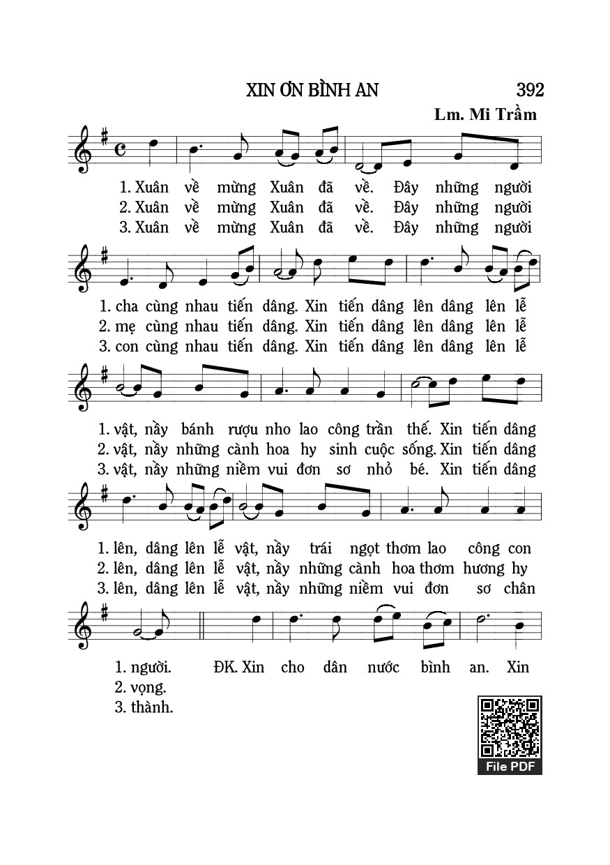 Page 1 of Sheet music PDF Xin ơn bình an - Mi Trầm